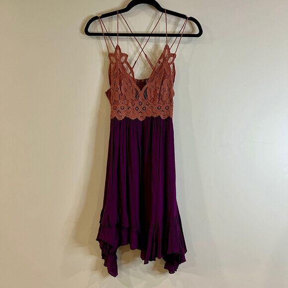 Free People Adella Slip Dress Copper Combo size Small - Picture 2 of 7